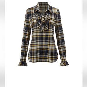 Cabi - Seattle Plaid Ruffle Flannel shirt